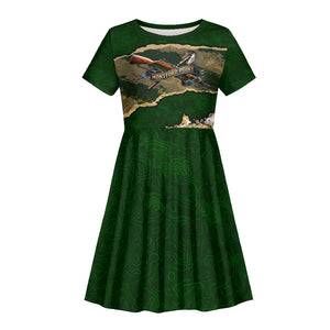 Montford Point Marines Not Above You Kid Short Sleeve Dress Iwo Jima Military Map Camouflage Vintage Art