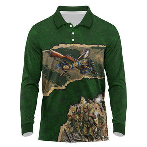 Montford Point Marines Not Above You Long Sleeve Polo Shirt Iwo Jima Military Map Camouflage Vintage Art