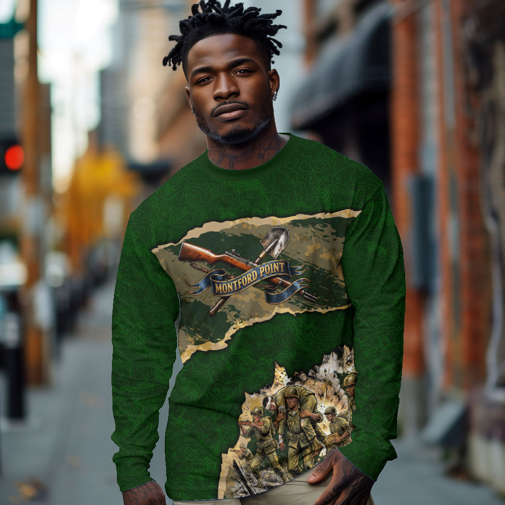 Montford Point Marines Not Above You Long Sleeve Shirt Iwo Jima Military Map Camouflage Vintage Art