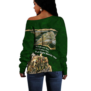 Montford Point Marines Not Above You Off Shoulder Sweater Iwo Jima Military Map Camouflage Vintage Art