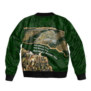 Montford Point Marines Not Above You Sleeve Zip Bomber Jacket Iwo Jima Military Map Camouflage Vintage Art