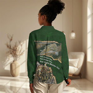 Montford Point Marines Not Above You Women Casual Shirt Iwo Jima Military Map Camouflage Vintage Art