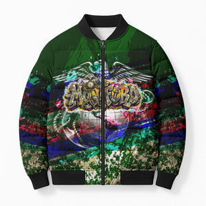 Montford Point Marines 1942 The First 20000 Bomber Puffer Jacket Vintage Vinyl Record Camouflage Graffiti Art