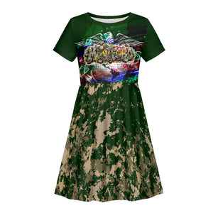Montford Point Marines 1942 The First 20000 Kid Short Sleeve Dress Vintage Vinyl Record Camouflage Graffiti Art