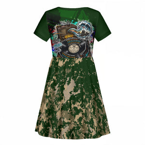 Montford Point Marines 1942 The First 20000 Kid Short Sleeve Dress Vintage Vinyl Record Camouflage Graffiti Art