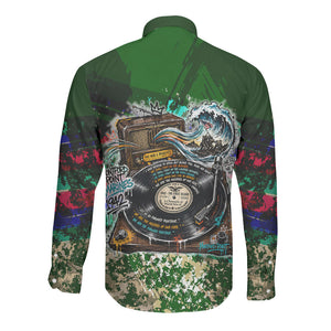 Montford Point Marines 1942 The First 20000 Long Sleeve Button Shirt Vintage Vinyl Record Camouflage Graffiti Art