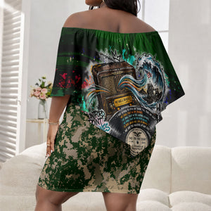 Montford Point Marines 1942 The First 20000 Off Shoulder Short Dress Vintage Vinyl Record Camouflage Graffiti Art