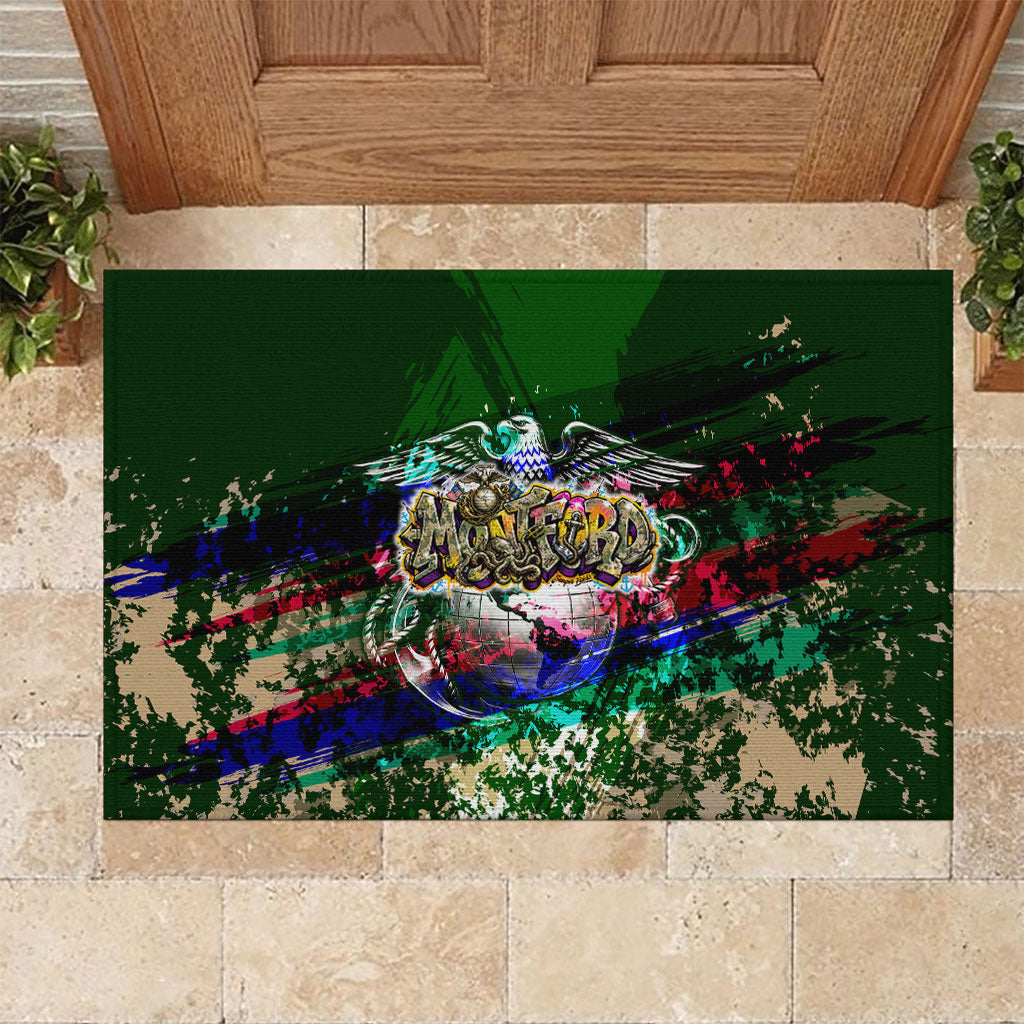 Montford Point Marines 1942 The First 20000 Rubber Doormat Vintage Vinyl Record Camouflage Graffiti Art