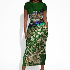 Montford Point Marines 1942 The First 20000 Short Sleeve Bodycon Dress Vintage Vinyl Record Camouflage Graffiti Art