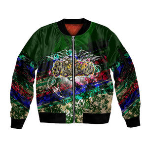 Montford Point Marines 1942 The First 20000 Sleeve Zip Bomber Jacket Vintage Vinyl Record Camouflage Graffiti Art