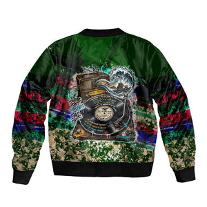 Montford Point Marines 1942 The First 20000 Sleeve Zip Bomber Jacket Vintage Vinyl Record Camouflage Graffiti Art