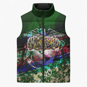 Montford Point Marines 1942 The First 20000 Sleeveless Puffer Jacket Vintage Vinyl Record Camouflage Graffiti Art
