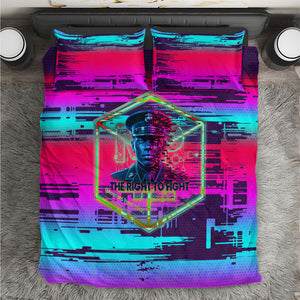 Montford Point Marines Legacy 1942 Bedding Set The Right To Fight Retro Glitch Vaporwave Art