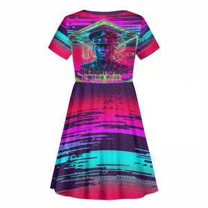 Montford Point Marines Legacy 1942 Kid Short Sleeve Dress The Right To Fight Retro Glitch Vaporwave Art