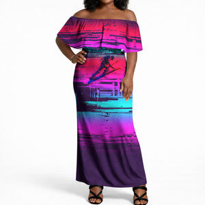 Montford Point Marines Legacy 1942 Off Shoulder Maxi Dress The Right To Fight Retro Glitch Vaporwave Art