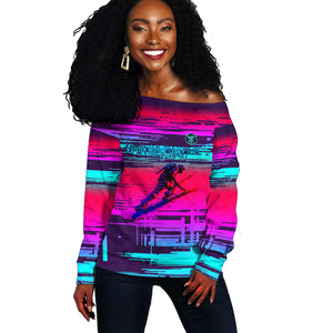 Montford Point Marines Legacy 1942 Off Shoulder Sweater The Right To Fight Retro Glitch Vaporwave Art
