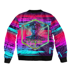 Montford Point Marines Legacy 1942 Sleeve Zip Bomber Jacket The Right To Fight Retro Glitch Vaporwave Art
