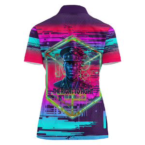 Montford Point Marines Legacy 1942 Women Polo Shirt The Right To Fight Retro Glitch Vaporwave Art