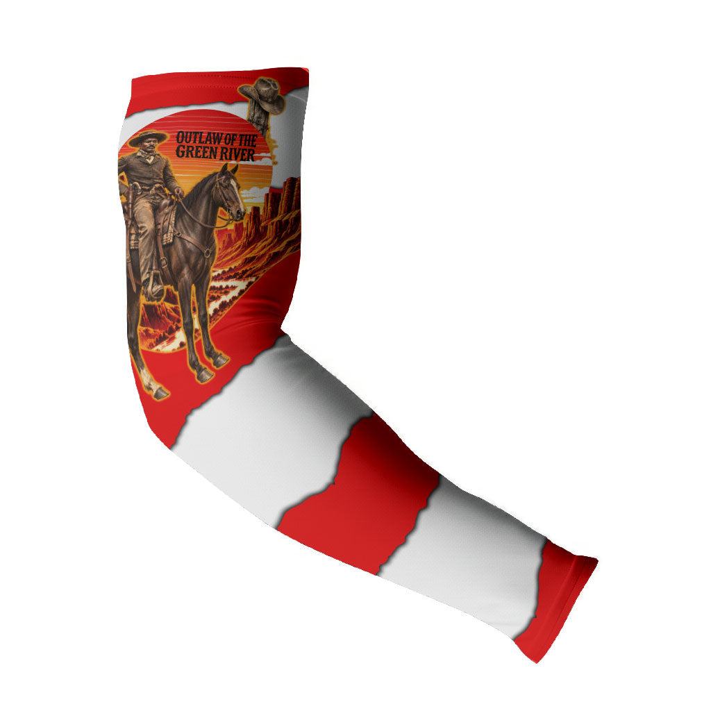 Isom Dart Outlaw Of The Green River Browns Park Arm Sleeves Vintage Western Black Cowboy Skull Desert Sunset