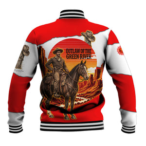 Isom Dart Outlaw Of The Green River Browns Park Baseball Jacket Vintage Western Black Cowboy Skull Desert Sunset