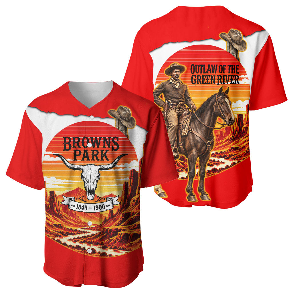 Isom Dart Outlaw Of The Green River Browns Park Baseball Jersey Vintage Western Black Cowboy Skull Desert Sunset