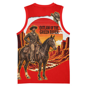 Isom Dart Outlaw Of The Green River Browns Park Basketball Jersey Vintage Western Black Cowboy Skull Desert Sunset