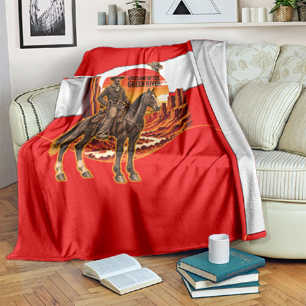 Isom Dart Outlaw Of The Green River Browns Park Blanket Vintage Western Black Cowboy Skull Desert Sunset