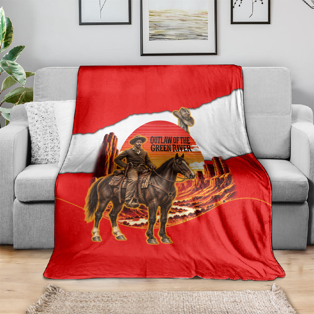 Isom Dart Outlaw Of The Green River Browns Park Blanket Vintage Western Black Cowboy Skull Desert Sunset