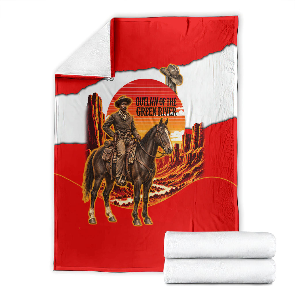 Isom Dart Outlaw Of The Green River Browns Park Blanket Vintage Western Black Cowboy Skull Desert Sunset