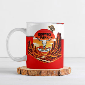 Isom Dart Outlaw Of The Green River Browns Park Ceramic Mug Vintage Western Black Cowboy Skull Desert Sunset