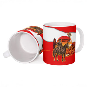 Isom Dart Outlaw Of The Green River Browns Park Ceramic Mug Vintage Western Black Cowboy Skull Desert Sunset