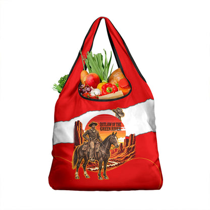 Isom Dart Outlaw Of The Green River Browns Park Grocery Bag Vintage Western Black Cowboy Skull Desert Sunset