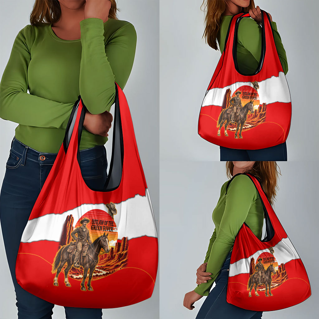 Isom Dart Outlaw Of The Green River Browns Park Grocery Bag Vintage Western Black Cowboy Skull Desert Sunset