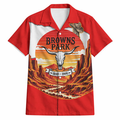 Isom Dart Outlaw Of The Green River Browns Park Hawaiian Shirt Vintage Western Black Cowboy Skull Desert Sunset