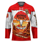 Isom Dart Outlaw Of The Green River Browns Park Hockey Jersey Vintage Western Black Cowboy Skull Desert Sunset