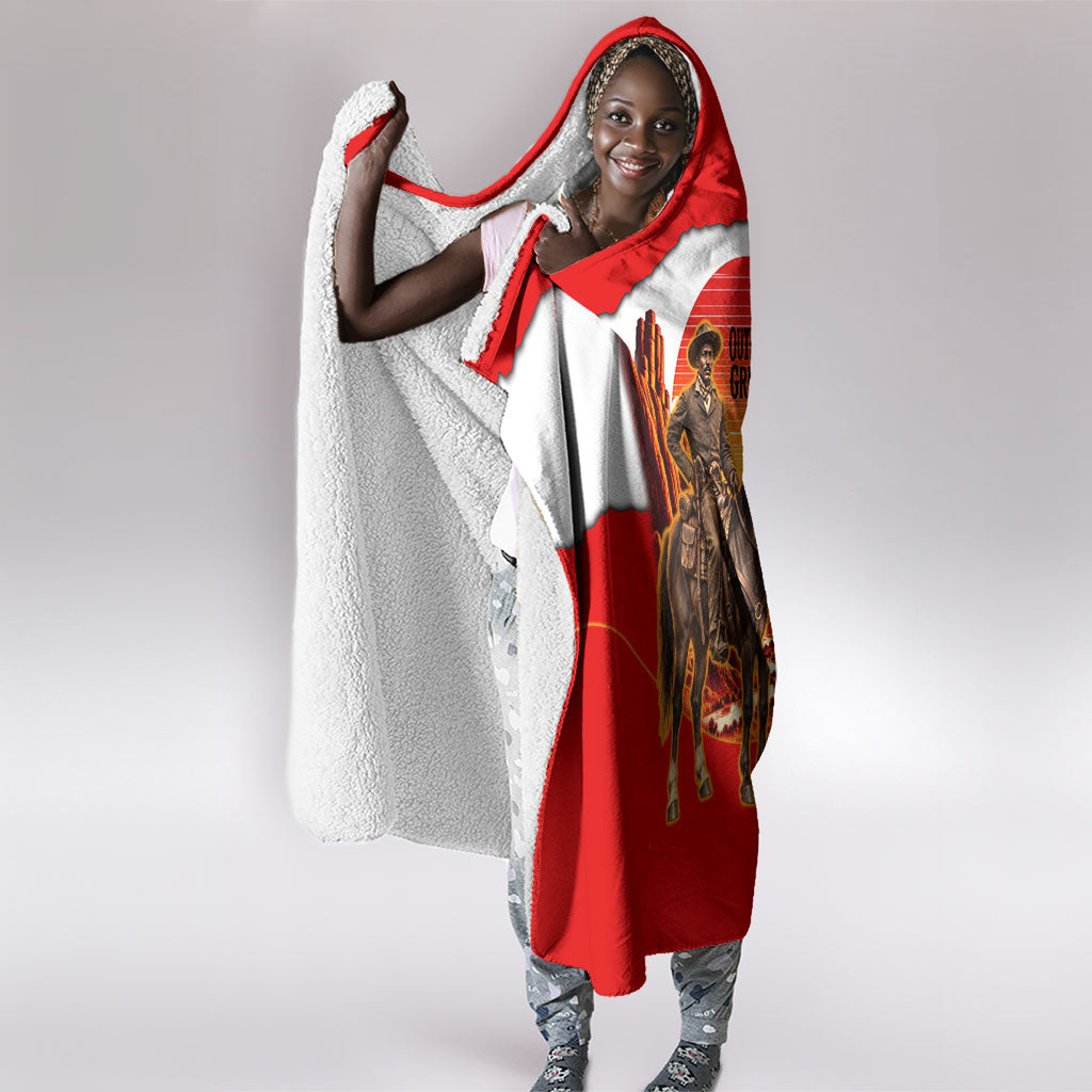 Isom Dart Outlaw Of The Green River Browns Park Hooded Blanket Vintage Western Black Cowboy Skull Desert Sunset