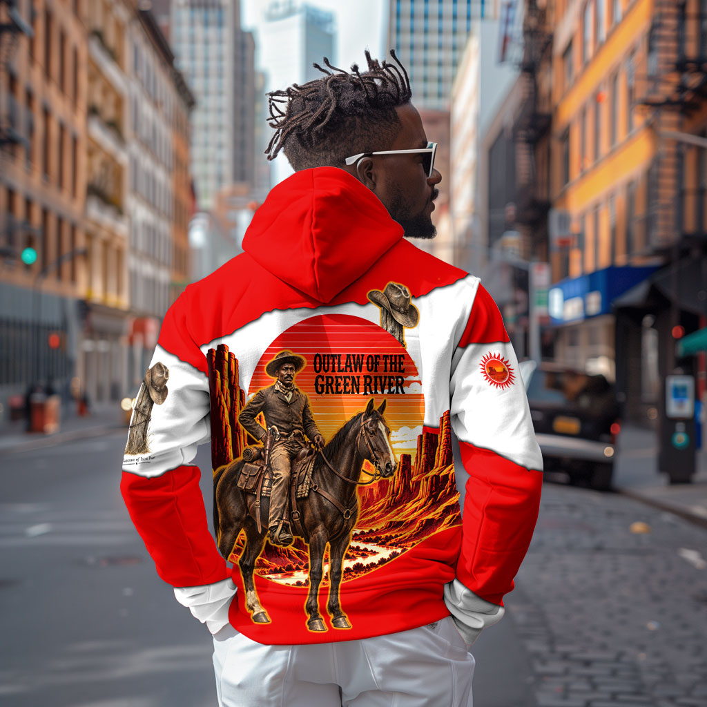 Isom Dart Outlaw Of The Green River Browns Park Hoodie Vintage Western Black Cowboy Skull Desert Sunset
