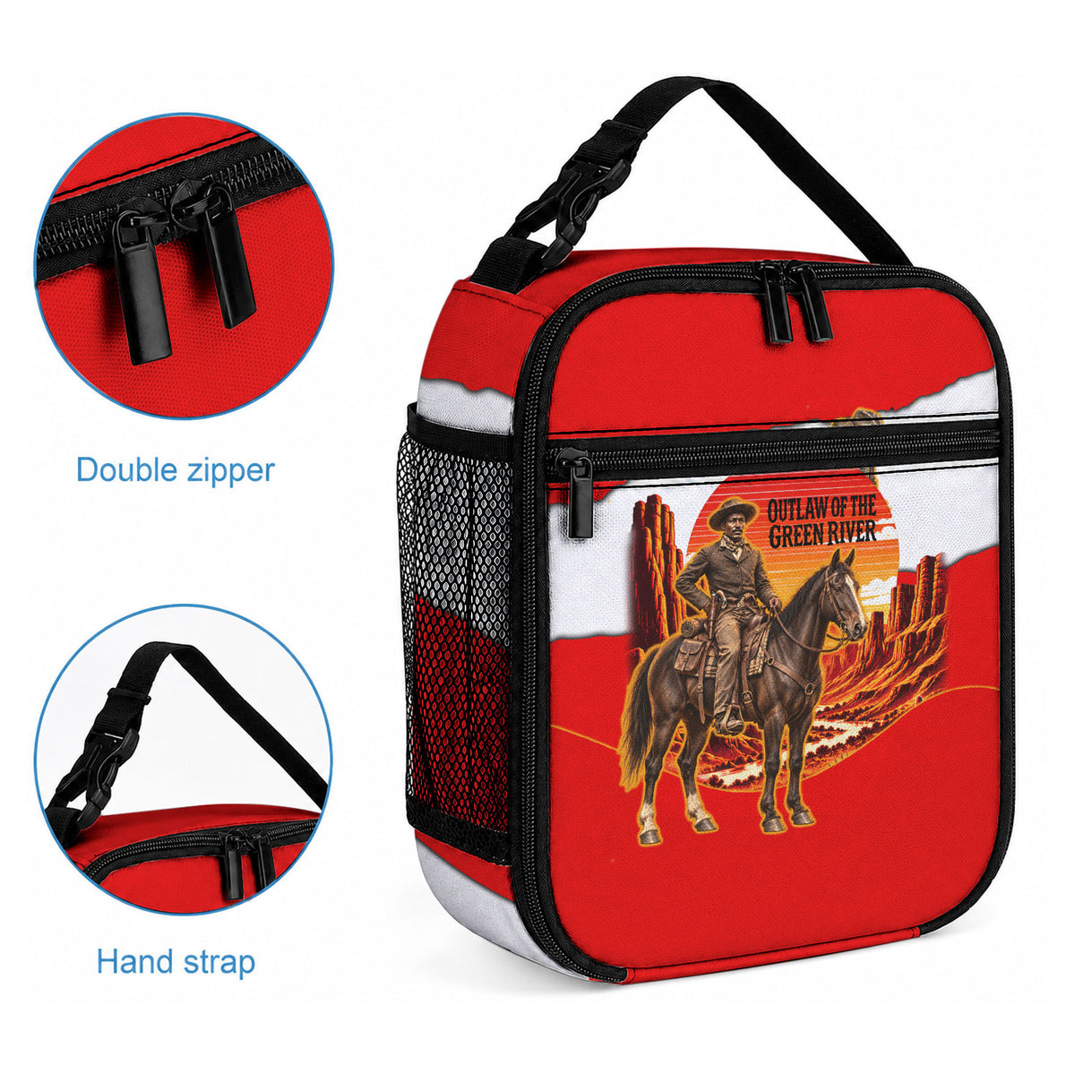 Isom Dart Outlaw Of The Green River Browns Park Lunch Bag Vintage Western Black Cowboy Skull Desert Sunset