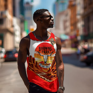 Isom Dart Outlaw Of The Green River Browns Park Men Tank Top Vintage Western Black Cowboy Skull Desert Sunset