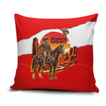 Isom Dart Outlaw Of The Green River Browns Park Pillow Cover Vintage Western Black Cowboy Skull Desert Sunset