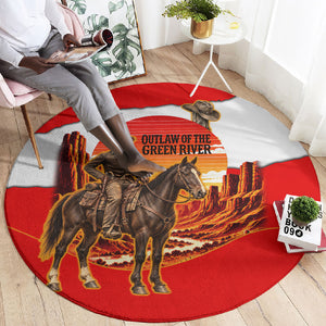 Isom Dart Outlaw Of The Green River Browns Park Round Carpet Vintage Western Black Cowboy Skull Desert Sunset