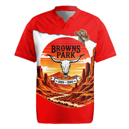Isom Dart Outlaw Of The Green River Browns Park Rugby Jersey Vintage Western Black Cowboy Skull Desert Sunset
