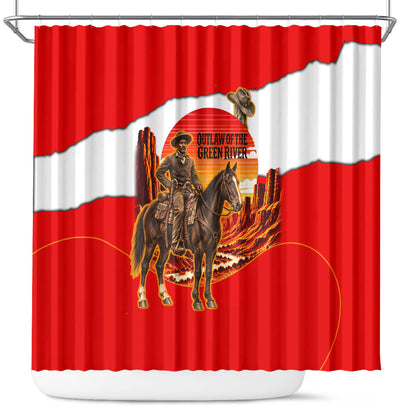 Isom Dart Outlaw Of The Green River Browns Park Shower Curtain Vintage Western Black Cowboy Skull Desert Sunset