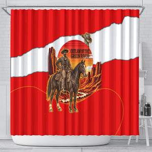 Isom Dart Outlaw Of The Green River Browns Park Shower Curtain Vintage Western Black Cowboy Skull Desert Sunset