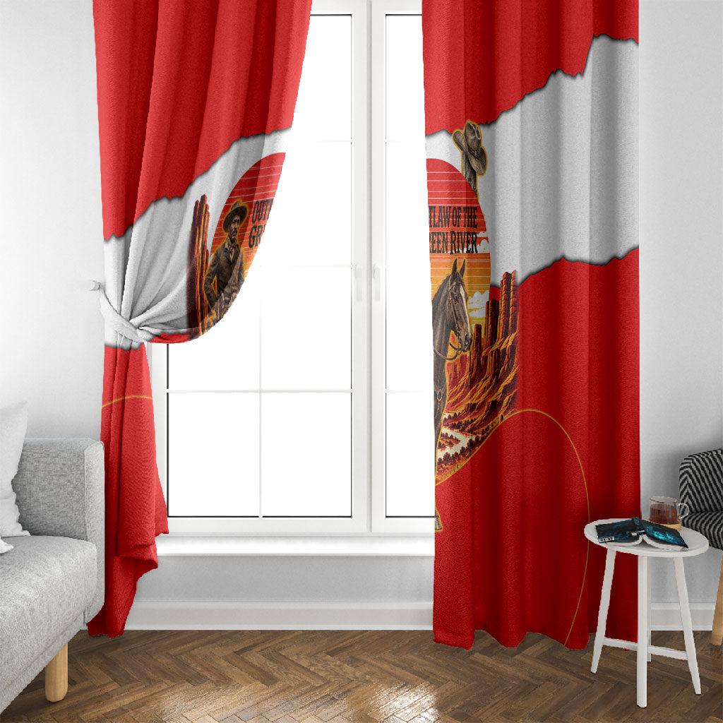 Isom Dart Outlaw Of The Green River Browns Park Window Curtain Vintage Western Black Cowboy Skull Desert Sunset