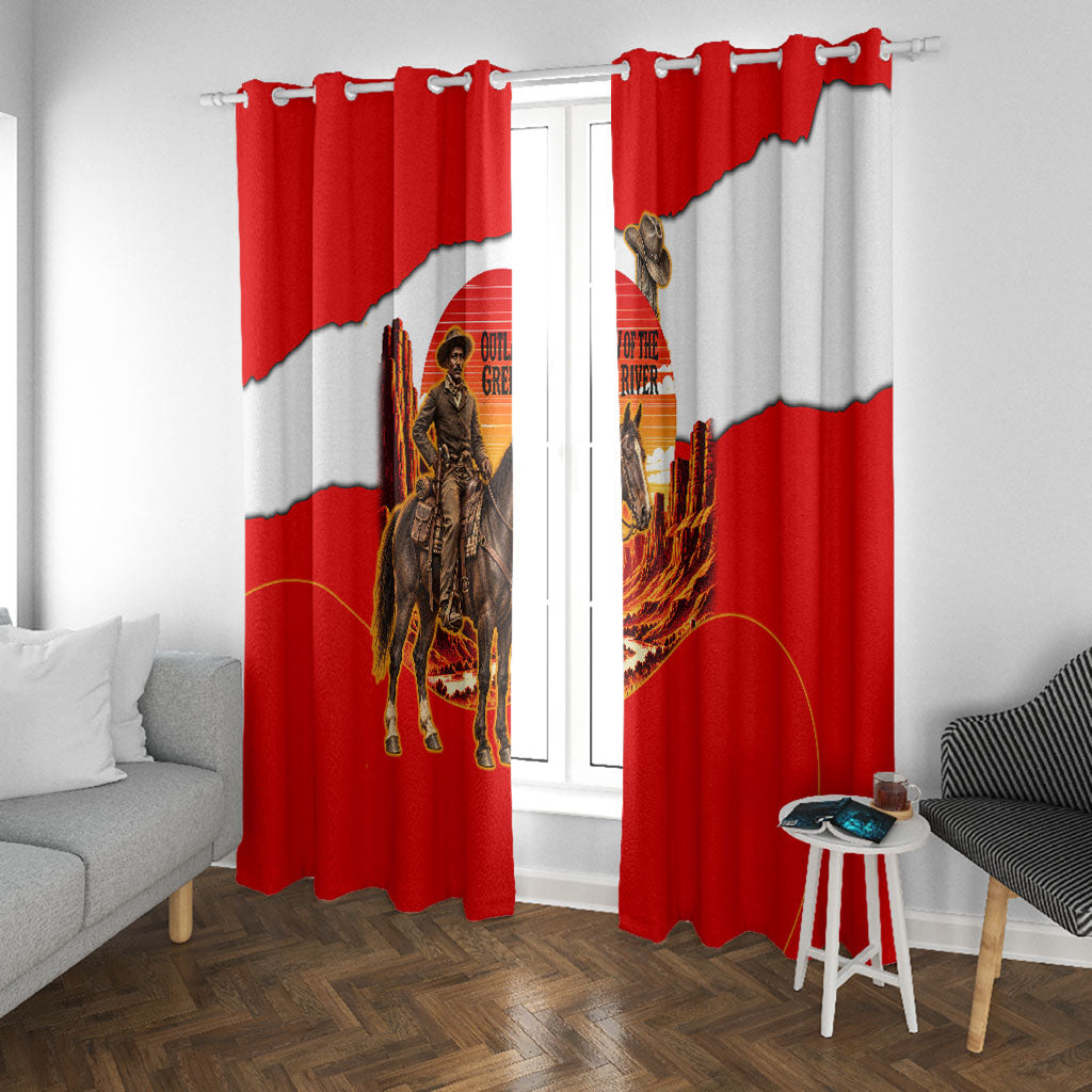 Isom Dart Outlaw Of The Green River Browns Park Window Curtain Vintage Western Black Cowboy Skull Desert Sunset