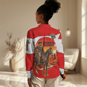 Isom Dart Outlaw Of The Green River Browns Park Women Casual Shirt Vintage Western Black Cowboy Skull Desert Sunset