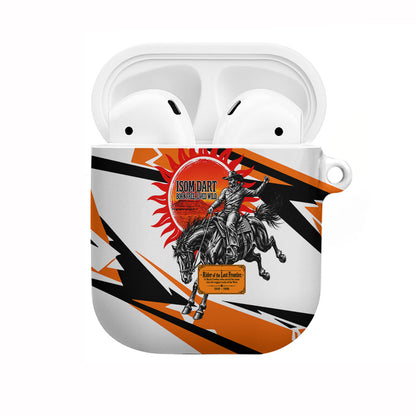 Isom Dart Black Cowboy Rider Of The Lost Frontier AirPods Case Vintage Western Outlaw Graphic Illustration Wild West Legend
