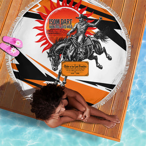 Isom Dart Black Cowboy Rider Of The Lost Frontier Beach Blanket Vintage Western Outlaw Graphic Illustration Wild West Legend