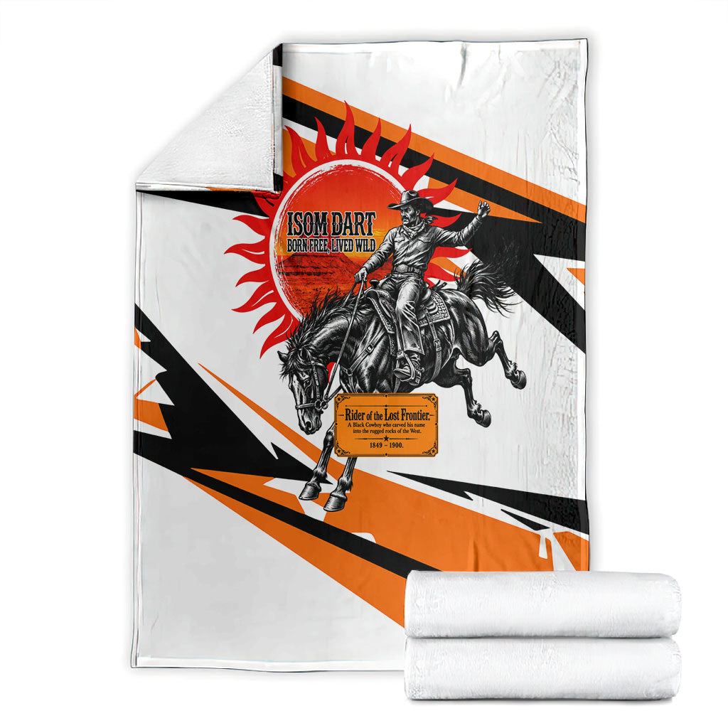 Isom Dart Black Cowboy Rider Of The Lost Frontier Blanket Vintage Western Outlaw Graphic Illustration Wild West Legend